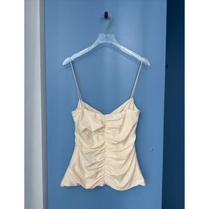 Khaite-The Shelly Ruched Camisole Top in Cream Size M